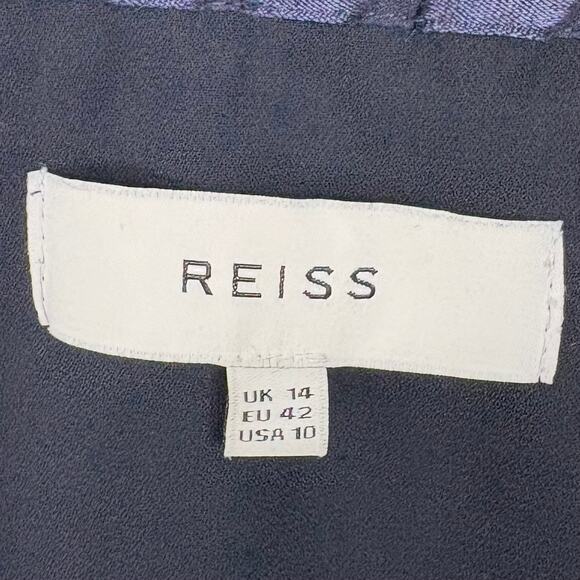 Reiss Women Lucy Snake Print Burnout Skirt Silk Blend Side Zip Mini Navy Size 10 - Picture 4 of 10